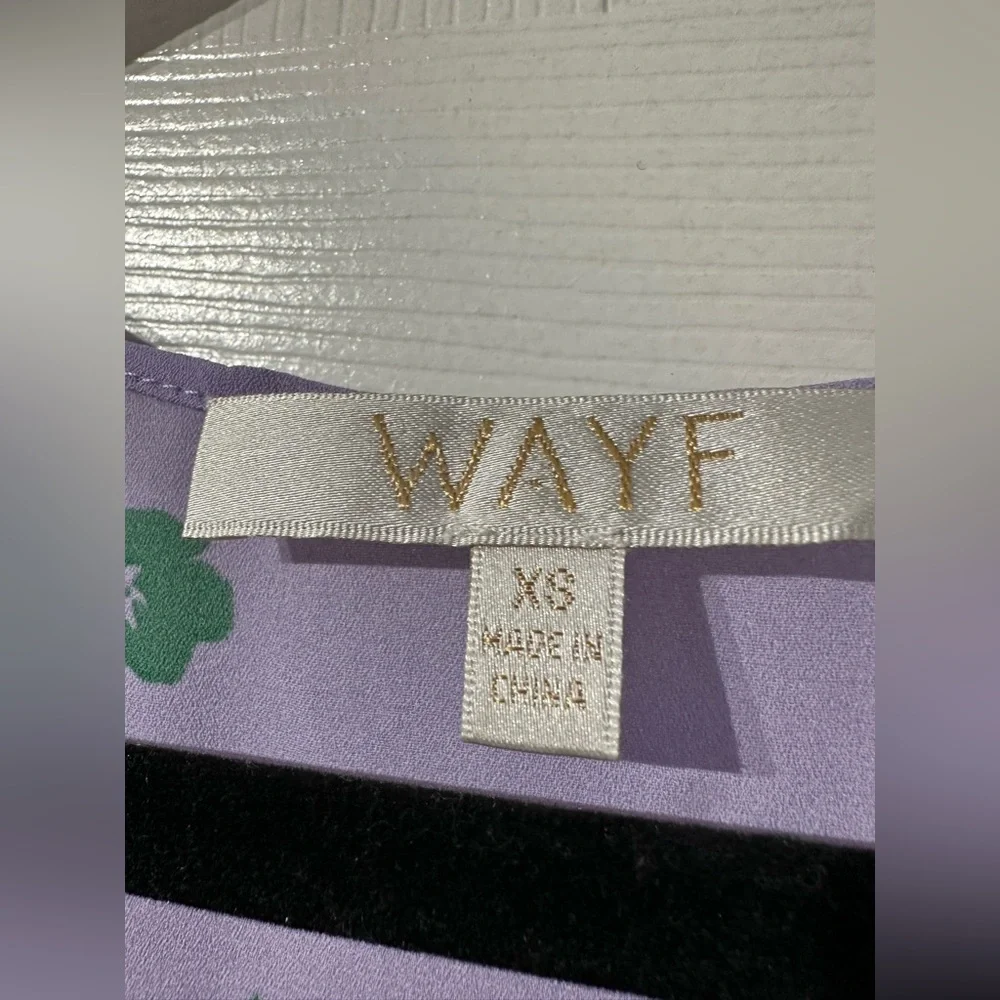 WAYF Purple Asymmetrical Wrap Blouse Cap Sleeve (XS) - Picture 12 of 16